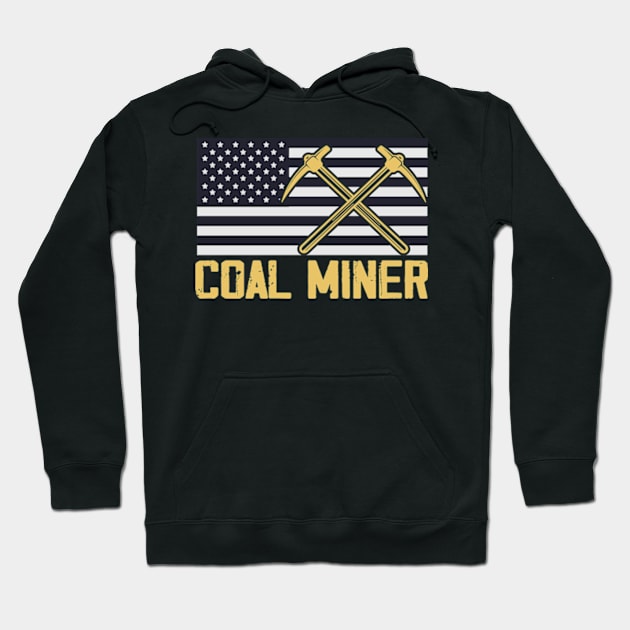 Coal Miner Flag American Patriotic Distressed Hoodie by David Brown